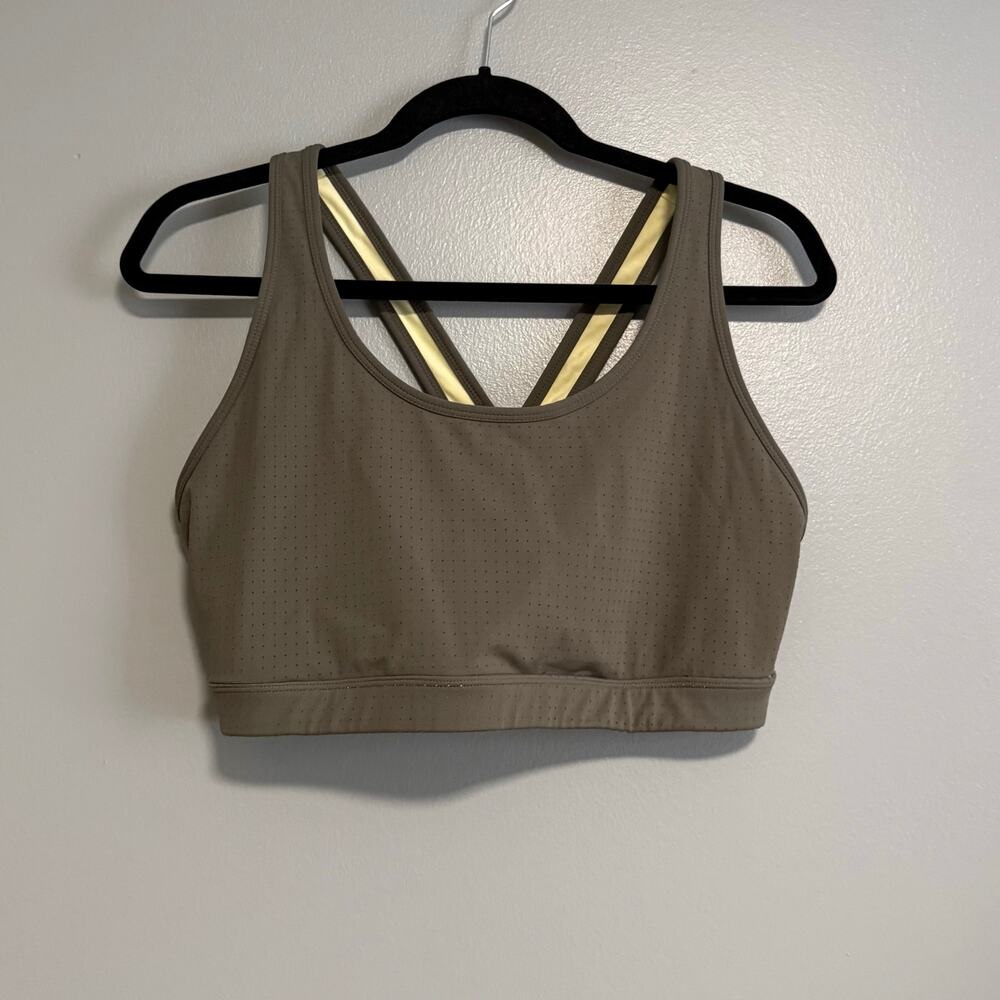 Avia Cross Back Athletic Sports Bra XL Teal Tundra/ Yellow
